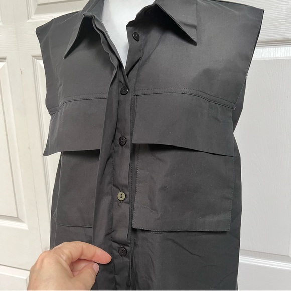 Zara Sleeveless Black Shirt Dress Button Down Size Small NWT - Picture 14 of 16